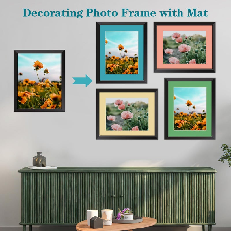 ZBEIVAN 12 Packs Mixed Colors 11x14 Picture Frame Mats for 8.5x11 Photos, Artworks and Prints, White Core Bevel Cut Frame Mattes - Image 5